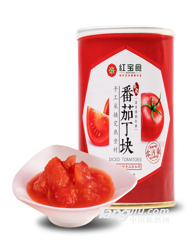 RUBY RED完熟番茄丁块罐头去皮西红柿番茄酱不加糖新鲜番茄400g