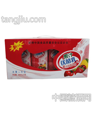 爱心牛水果+牛奶果汁优酪乳250mlx12包