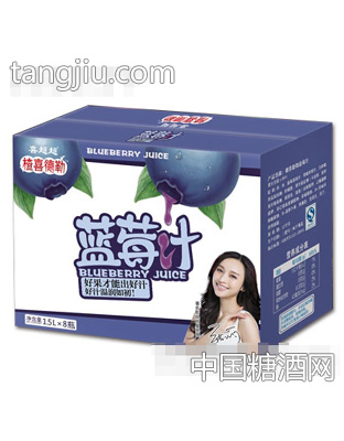 喜超超楂喜德勒蓝莓汁1.5lx8瓶