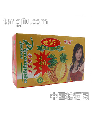 恒威菠萝汁果粒果味饮料箱装