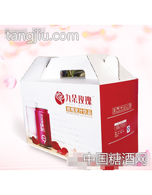 九朵玫瑰玫瑰花汁饮品200mlx12罐礼盒