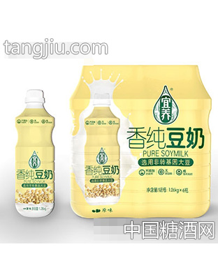 宜养香纯豆奶瓶装膜包原味126gx6瓶