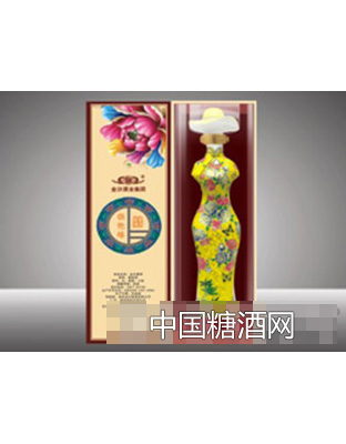 金沙回沙旗袍缘酒第五代53度（黄色）