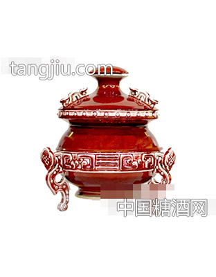 精品钧瓷·千秋如意鼎（红）