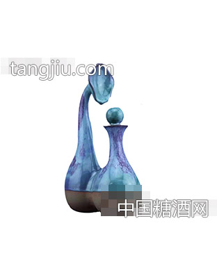 精品钧瓷·母子连心（淡蓝）