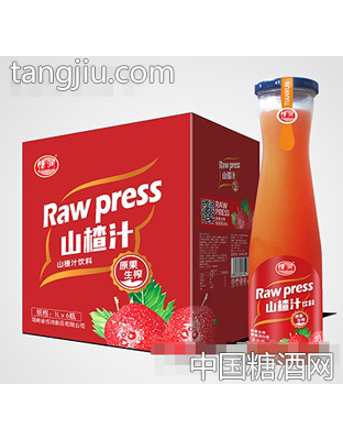 恬润磨砂瓶山楂汁1Lx6瓶