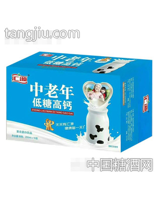 汇源中老年低糖高钙牛奶250mlx16盒