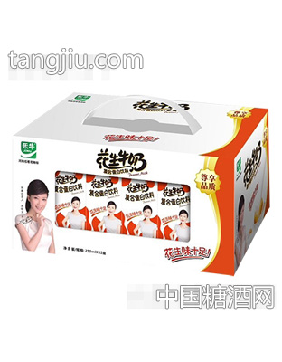 乐牛花生牛奶天窗礼盒250mlX12