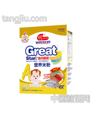明一A鱼肉蔬菜营养米粉225g