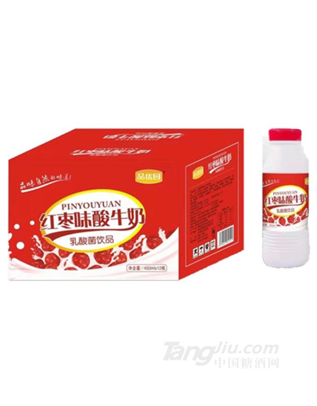 品优园红枣味酸牛奶乳酸菌饮品450mlx12瓶