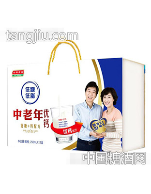 中科中老年优钙低脂低糖奶250mlx12盒