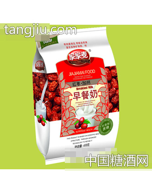家家麦红枣加钙早餐奶408g