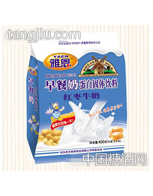 雅恩400克早餐奶红枣牛奶