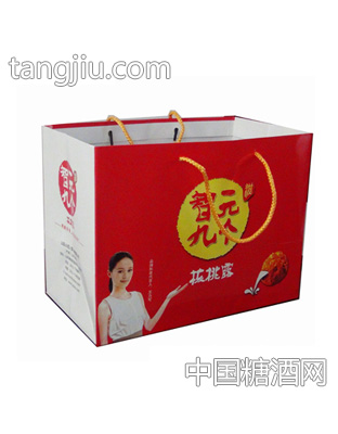 智元九个核桃礼盒红色手提袋