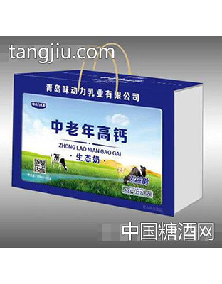 1x12盒味动力乳业中老年高钙生态奶手提装