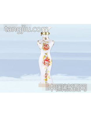 八段喷涂喷涂瓶旗袍酒（白）AF