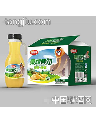新雨瑞果缘果知菠萝+香蕉果汁饮料1LX6瓶