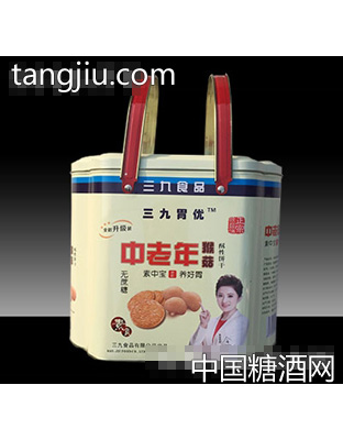 三九胃优中老年猴菇酥性饼干无蔗糖828g铁桶装礼