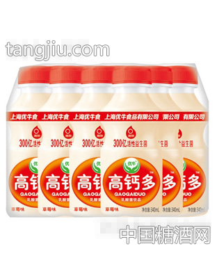 优牛高钙多草莓味乳酸菌饮品340mlX12