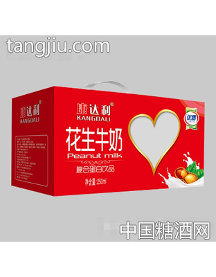 康达利花生牛奶复合蛋白饮品250mlx12盒背面