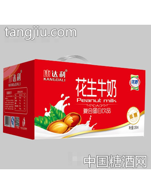 康达利花生牛奶复合蛋白饮品250mlx12盒正面