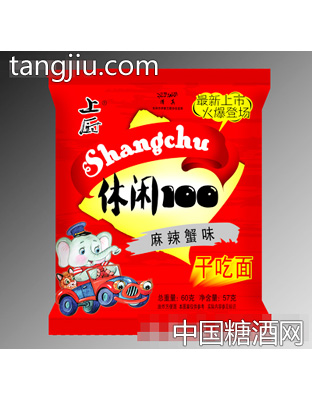 休闲100麻辣蟹味干吃面