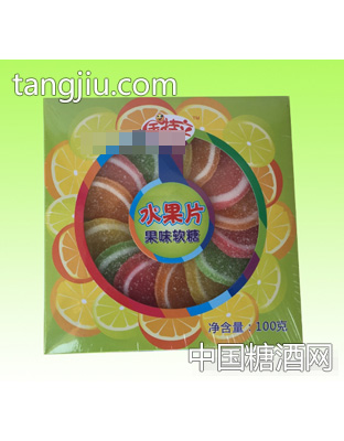 紫锦水果片果味软糖100g