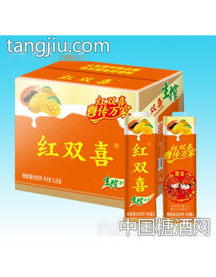红双喜生榨果汁芒果味1LX8瓶