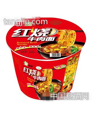 挑赞红烧牛肉面方便面桶面