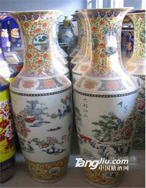 礼品陶瓷大花瓶手绘大好江山 景德镇大花瓶定制订做厂家