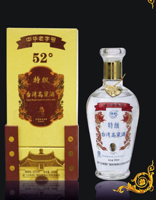 52度台湾高粱酒黄盒500ml特泉台湾高粱酒