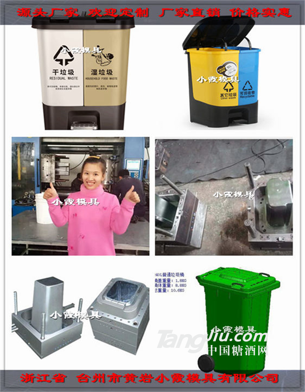 台州塑料注射模具厂家日式塑胶240升垃圾桶模具设计制造