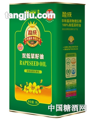 盈成非转基因物理压榨99%双低菜籽油3L