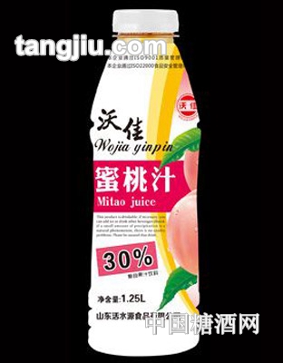 沃佳蜜桃汁果汁饮料瓶1.25L