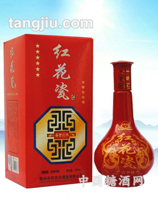 五福人家酒红花瓶
