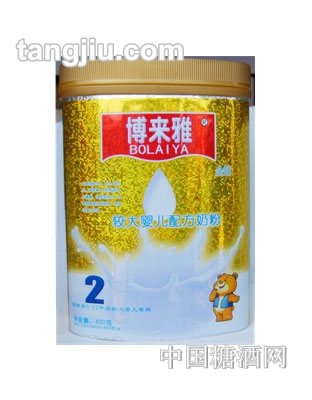 博来雅较大配方奶粉2段400g罐