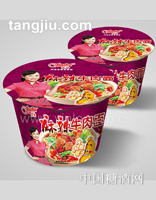 京辉桶装麻辣牛肉面-火腿加餐