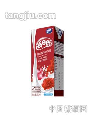 银桥每日优果汁酸牛奶饮品（石榴+玫瑰)250ml