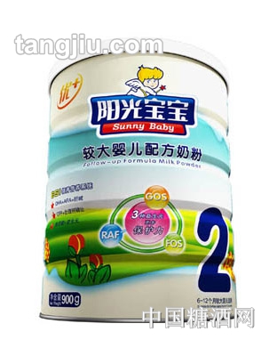 阳光优＋较大配方奶粉2段900g