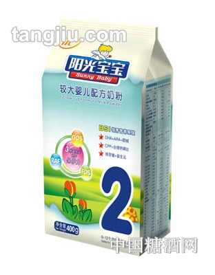 阳光优＋较大配方奶粉2段400g