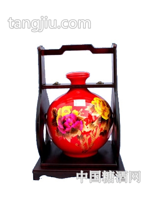 红瓷牡丹