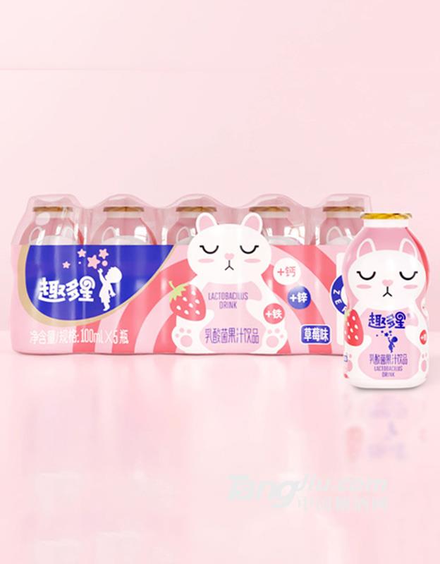 趣多星乳酸菌果汁饮料草莓味100mlx5瓶