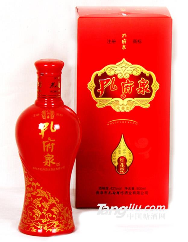 孔府泉红花瓶