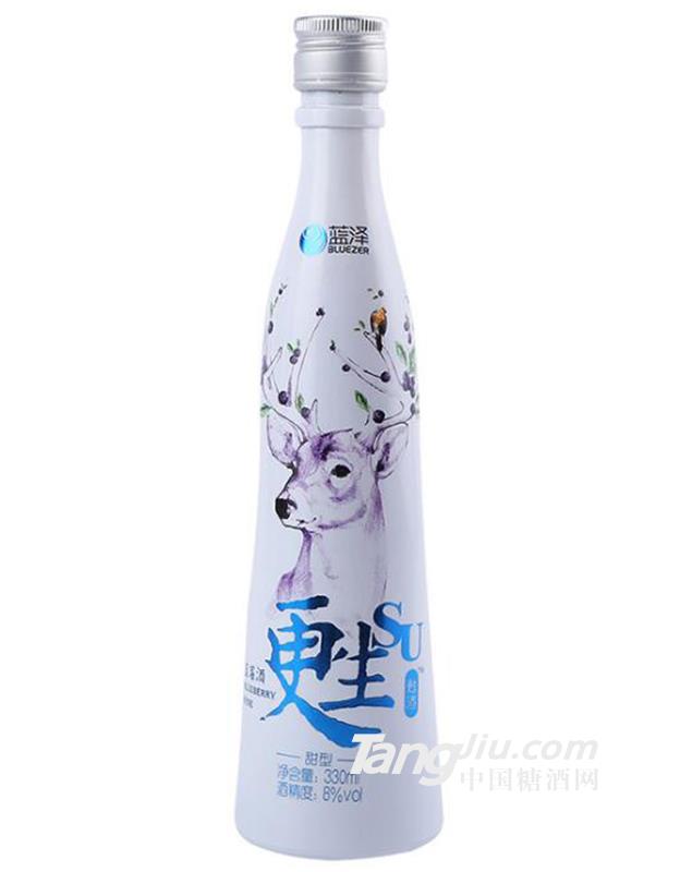 蓝泽天然纯酿蓝莓酒蓝莓红酒330ml