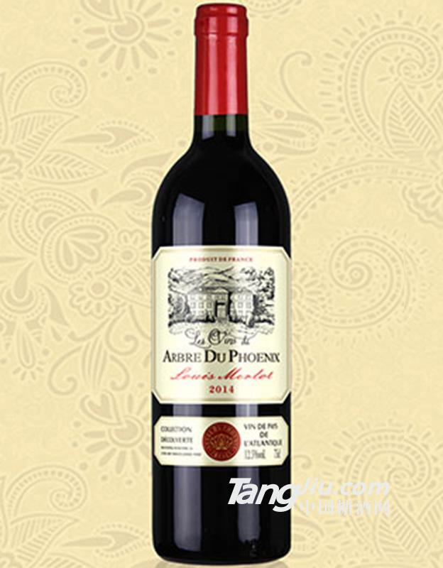 12.5度 梧桐堡.路易美乐2014干红葡萄酒 750ml