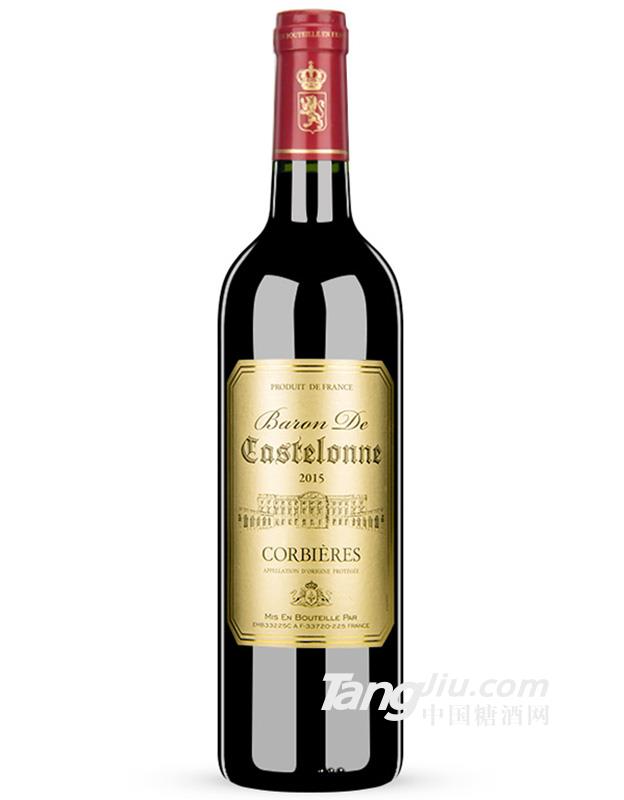 13.5°法国卡斯德隆男爵科比埃干红葡萄酒（带6支装木盒）750ml