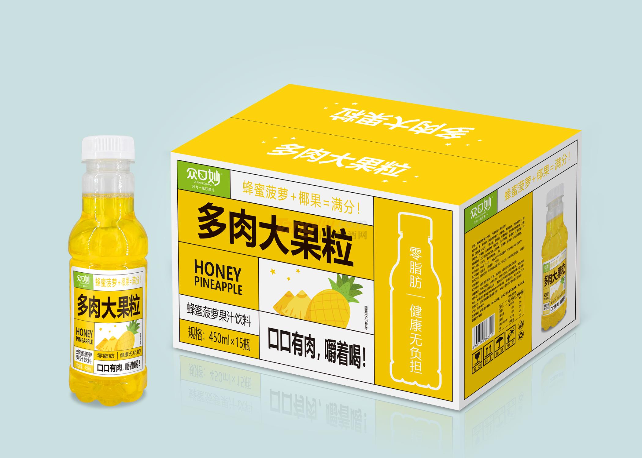 众口妙蜂蜜菠萝果汁饮料450ml.jpg